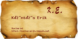 Köntös Erik névjegykártya