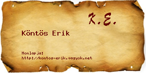 Köntös Erik névjegykártya